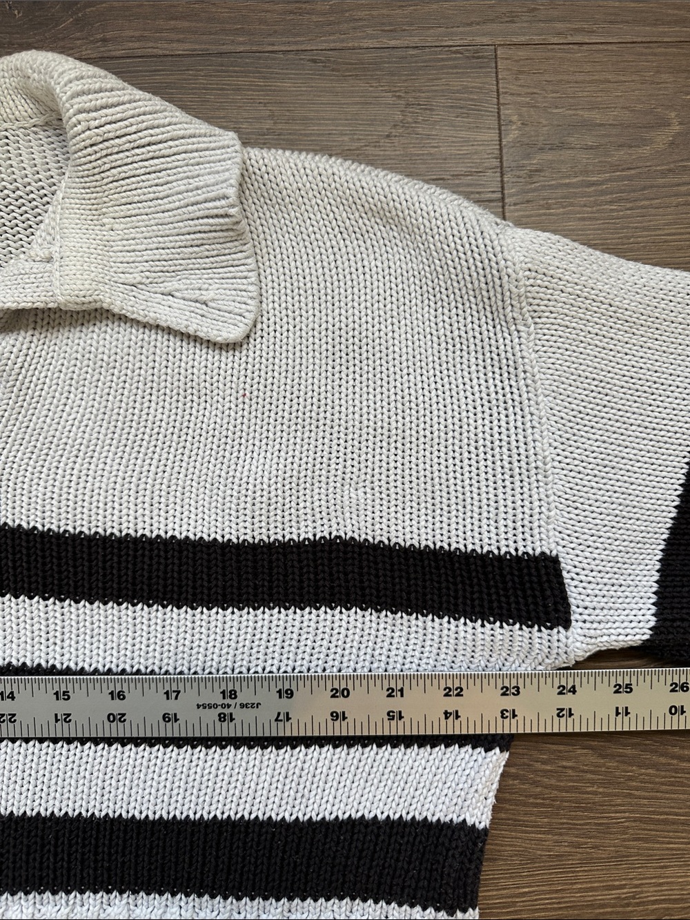 PISTOLA Arlo Striped Collared Sweater Black White 100% Cotton Polo Knit M - Picture 9 of 9